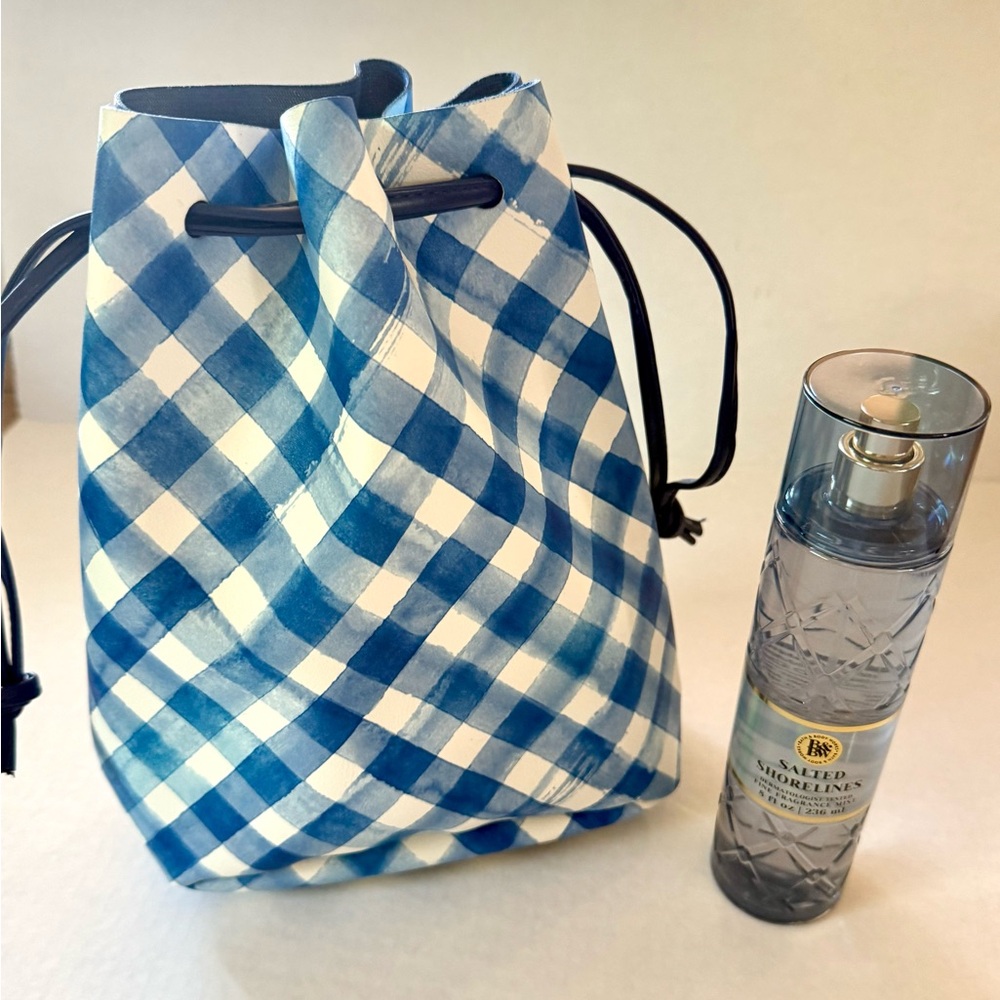 NEW B&BW Salted Shorelines Fragrance Mist + Cinched Tote Bag NWT BBW 2 Piece Set